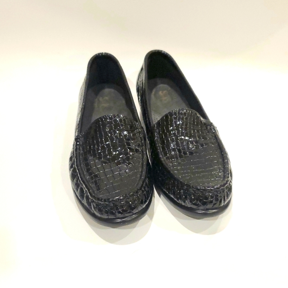 SAS Croc Print Loafer Black Size 9S  Narrow AAA